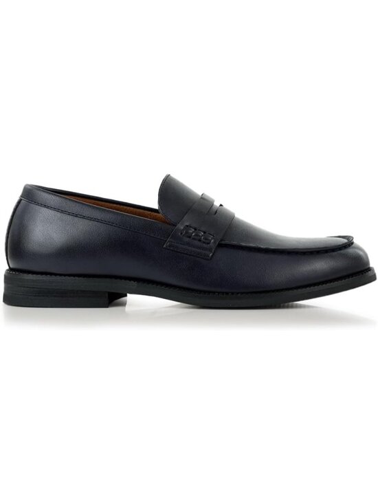 ?Men\'s Deep Blue Faux Suede Slip-on Moc Toe Classic Non Slip Penny Loafers main image 5
